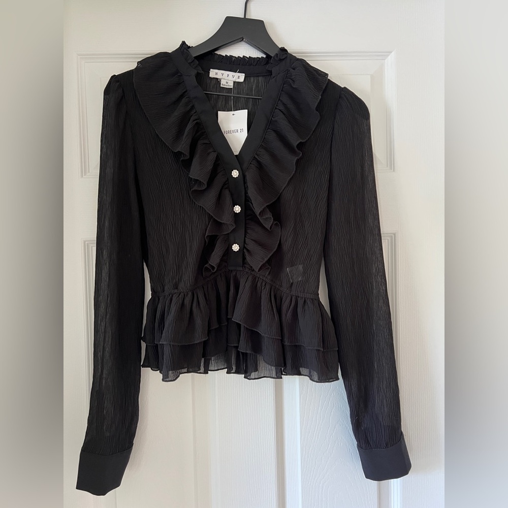 Black Ruffled Top